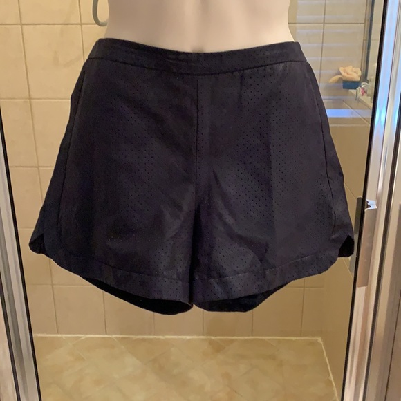 Zara Black Faux Leather Jogger Shorts 